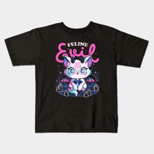 Feline Evil - Cute Dark Funny Evil Cat Gift Kids T-Shirt